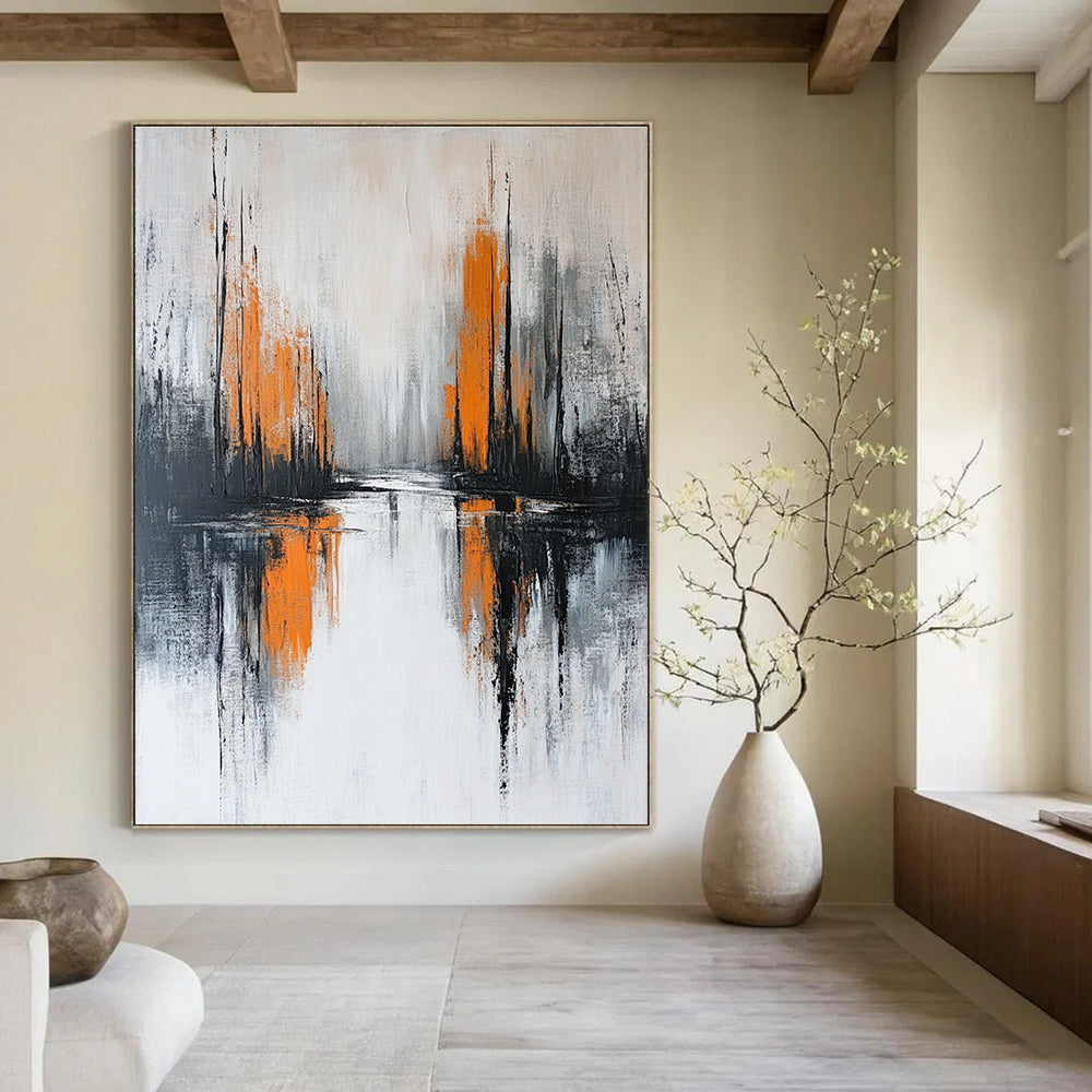 Monochrome Landscape - Inspired Abstract Painting for Modern Living Rooms GAB0873