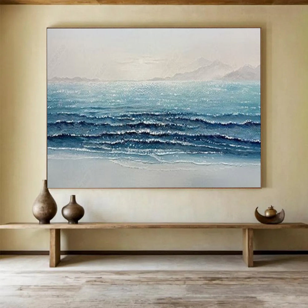 Sparkling Sea Abstract Painting for Nautical - Themed Offices YHT185