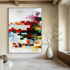Muted Color Block Abstract Painting for Minimalist Home Offices HENG417