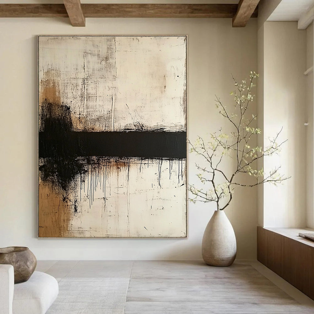Monochrome Drip Abstract Painting for Industrial - Inspired Lofts GAB1010