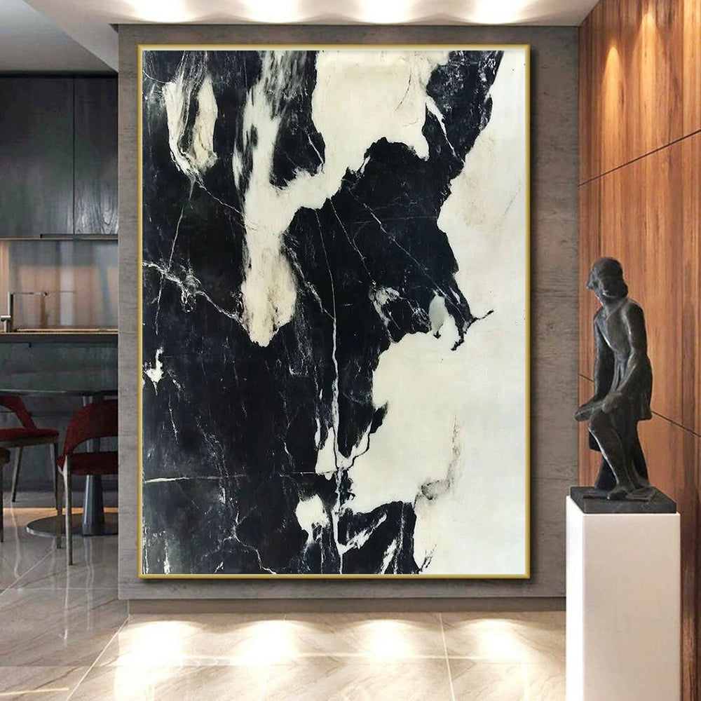 Black and White Marble - like Abstract Painting with Timeless Elegance WINK007