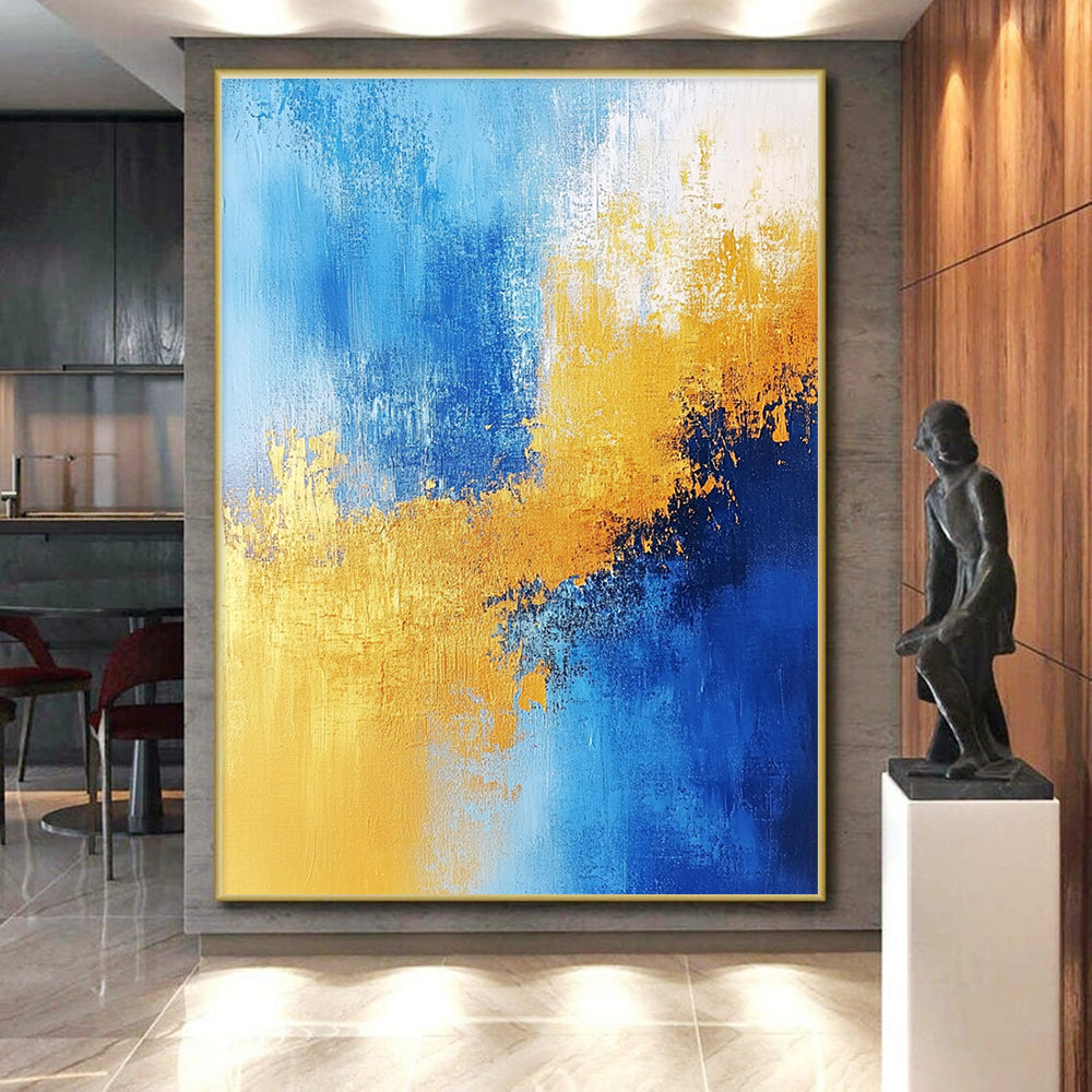 Blue - Gold Abstract Fusion Painting with Vibrant Unity WINK379