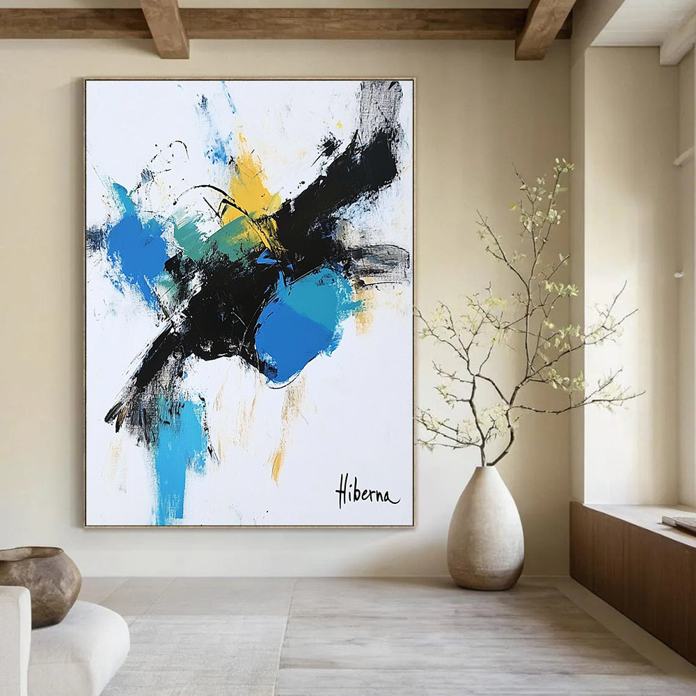 Bold Color Splash Abstract Painting of Energetic Expression GAB0198