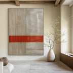 Minimalist Stripe Abstract Painting for Scandinavian - Style Interiors HENG007