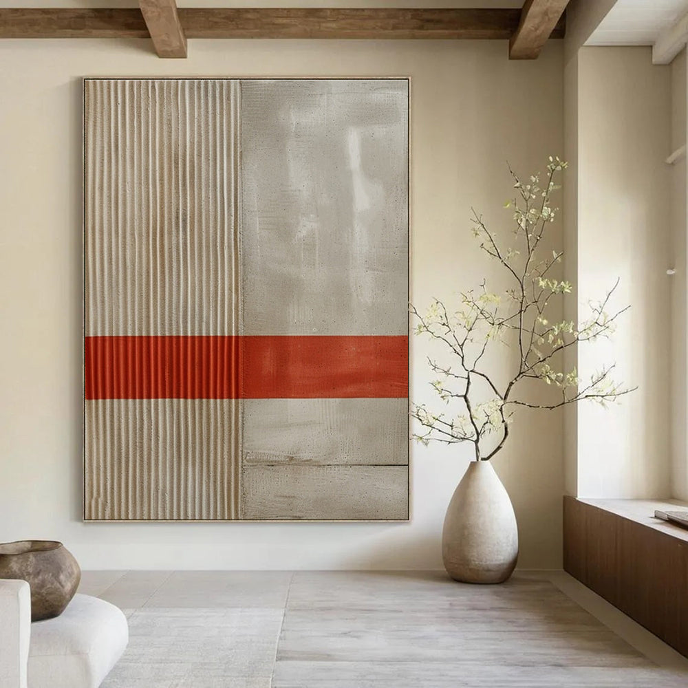 Minimalist Stripe Abstract Painting for Scandinavian - Style Interiors HENG007