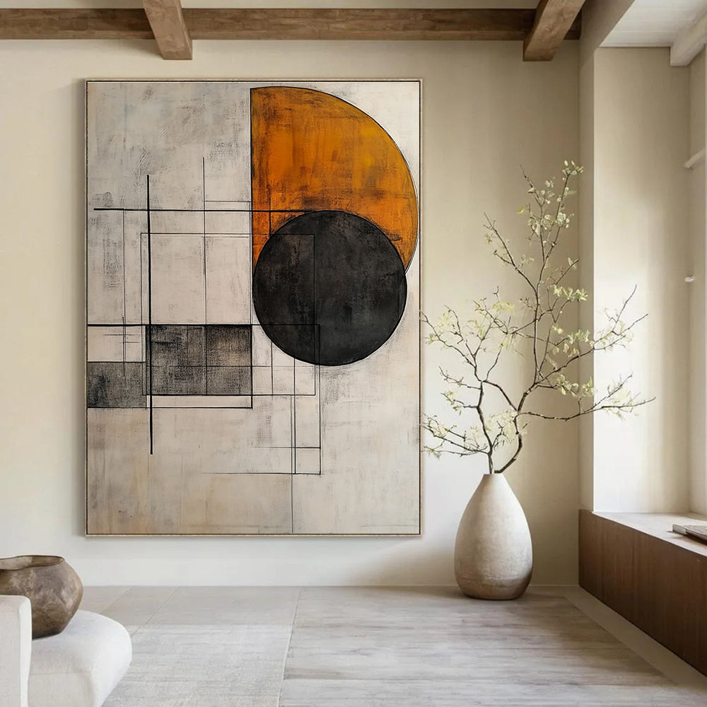 Minimalist Geometric Shapes Abstract Painting with Warm Tones GAB0683