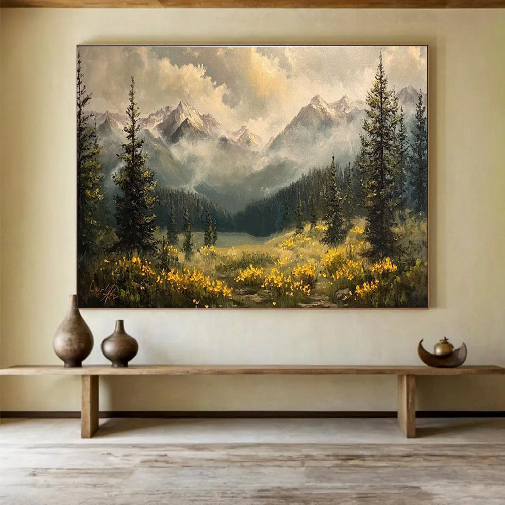 Mountain Meadow Abstract Painting for Nature - Inspired Living Rooms YHT420