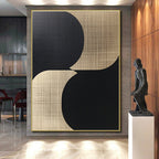 Circular Beige and Black Abstract Painting with Subtle Textures WINK839