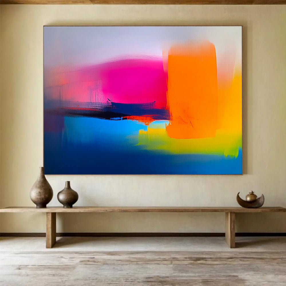 Vibrant Color Block Abstract Painting with Bold Hues ABS308