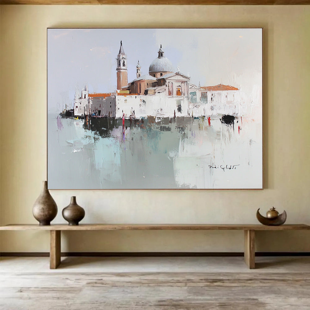 Impressionist Venice Scene Painting with Soft Blended Hues ABS568