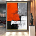 Orange Gray Black Abstract Painting with Bold Shapes WINK660