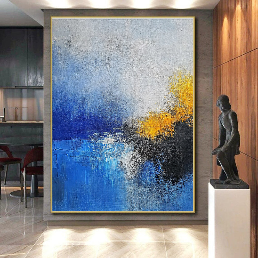 Blue - Yellow Abstract Landscape Painting with Dreamy Serenity WINK382
