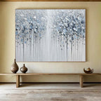 Silver Forest Abstract Painting for Serene Bedroom Retreats YHT274
