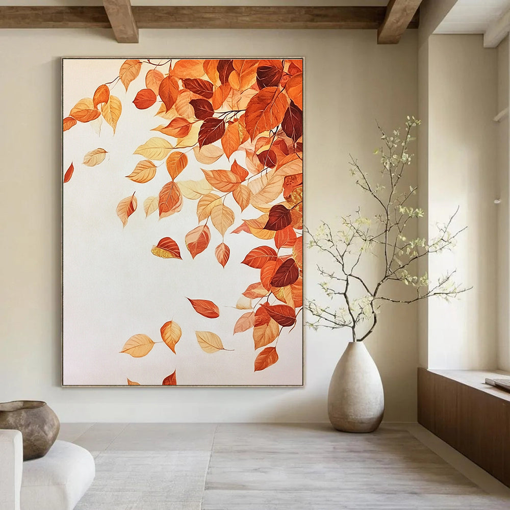 Autumn Leaves in Flight Delicate Seasonal Abstract Painting GAB0277