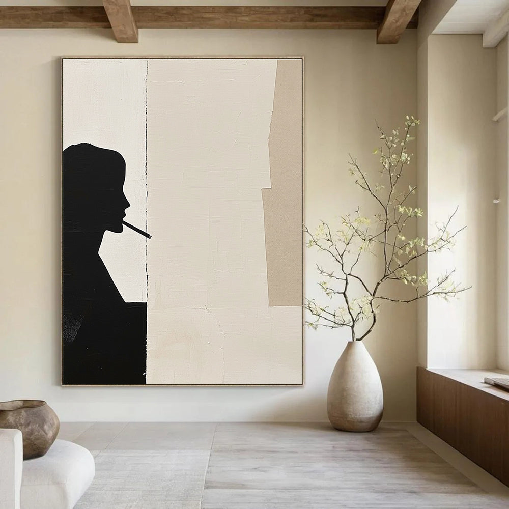 Silhouette with Cigarette Stylish Abstract Painting for Urban Lofts GAB1534