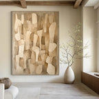 Beige Abstract Shapes Abstract Painting for Minimalist Living Rooms HENG021