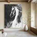 Black and White Horse Abstract Painting for Equestrian Lovers GAB0705