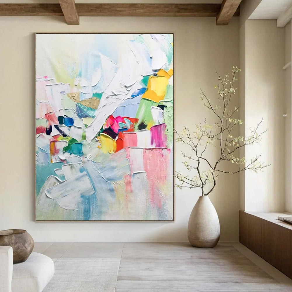 Luminous Bright Abstract Composition Painting for Cheerful Spaces HENG279