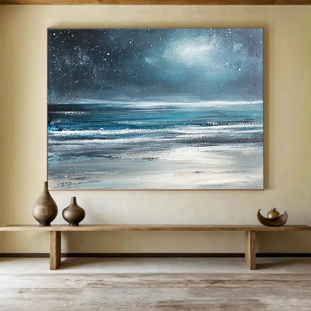 Starry Night Over the Sea Painting with Mysterious Celestial Charm ABS570
