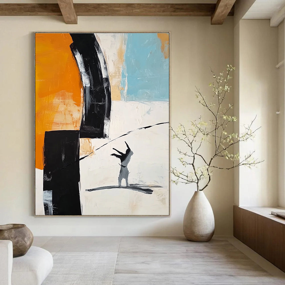 Figure and Color Block Abstract Painting for Contemporary Office Collaboration Zones GAB1193