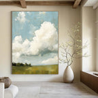 Cloudy Field Abstract Painting for Minimalist Farmhouse Decor GAB1289
