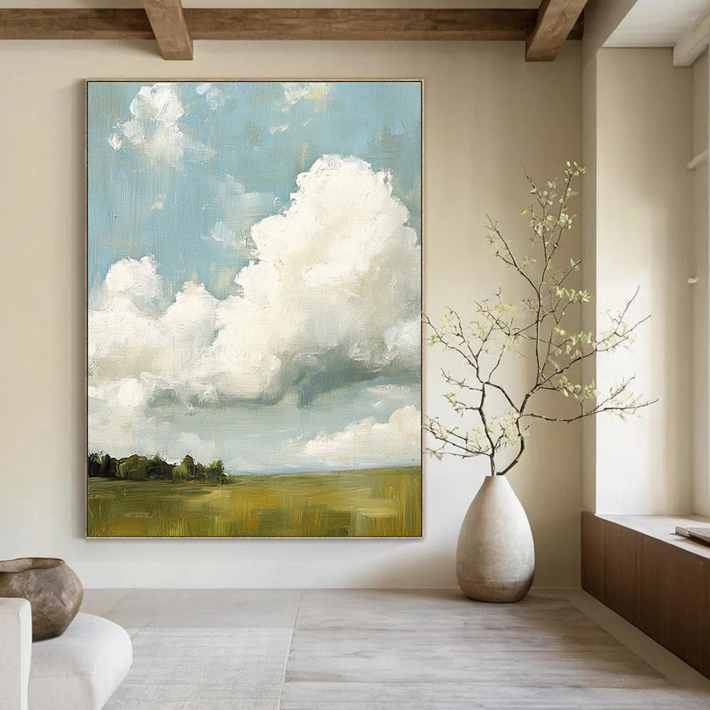 Cloudy Field Abstract Painting for Minimalist Farmhouse Decor GAB1289