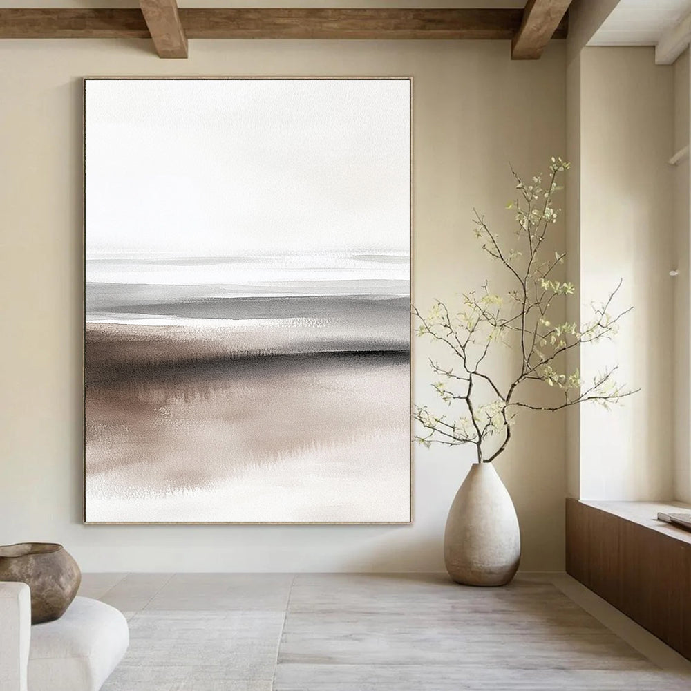 Monochrome Beach Abstract Painting for Industrial - Style Lofts GAB0983
