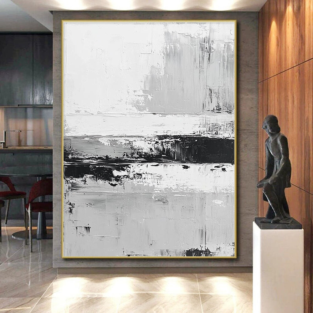 Monochrome Abstract Stripes Painting with Subtle Drama WINK361