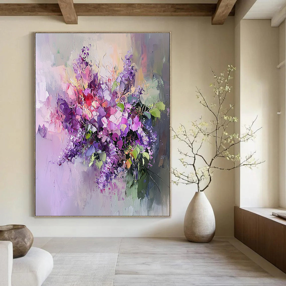 Colorful Flower Bouquet Abstract Painting with Textured Blooms GAB0045