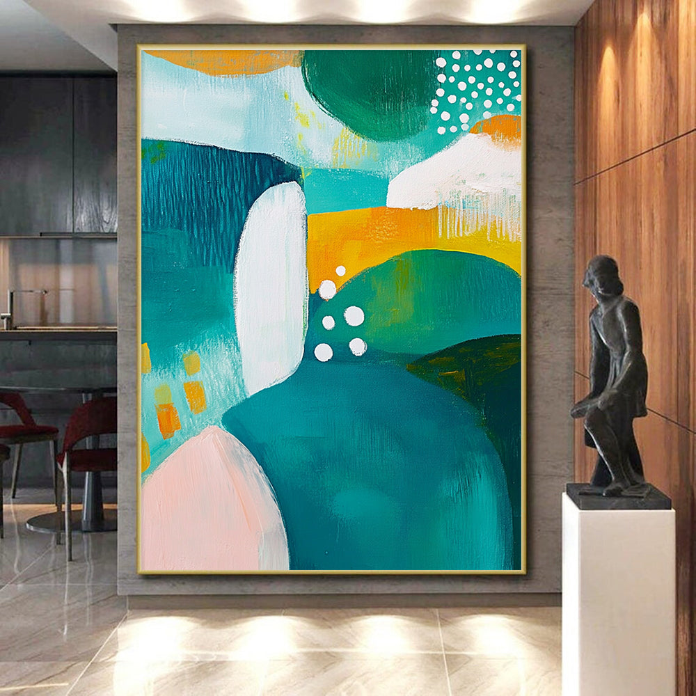 Colorful Abstract Shapes with Dots Abstract Painting with Playful Energy WINK266