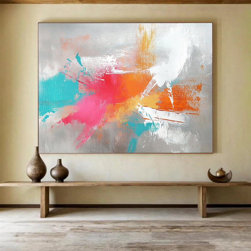 Gray Background Color Splash Abstract Painting ABS307