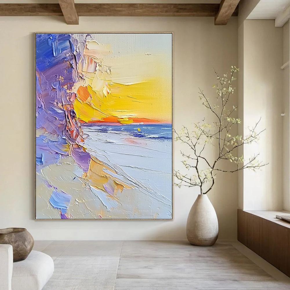 Colorful Beach Sunset - Vibrant Coastal Abstract Painting GAB0633