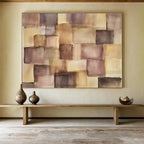 Purple and Brown Squares 2 Abstract Painting with Playful Geometry ABS617