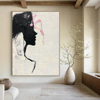 Silhouette with Pink Accents Abstract Painting of Feminine Grace GAB0230