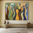 Abstract Human - Shaped Forms Painting with Cultural Symbolism ABS578
