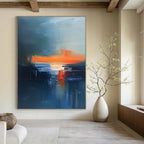 Blue and Orange Abstract - Dynamic Seascape Abstract Painting GAB0603