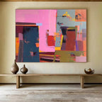 Colorful Geometric Abstract Painting for Vibrant Spaces YHT003