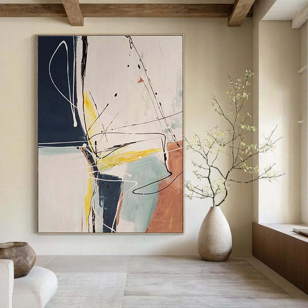 Energetic Line and Color Abstract Painting for Advertising Agency Meeting Rooms HENG037