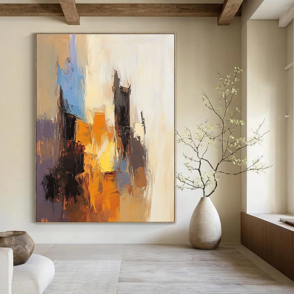 Abstract Cityscape in Warm Tones Painting for Industrial - Chic Restaurants GAB1164