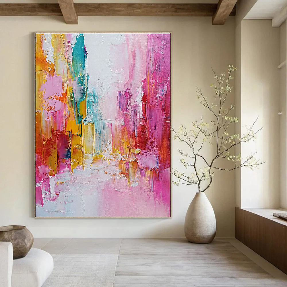 Vibrant Street Abstract - Lively Urban Abstract Painting GAB0643