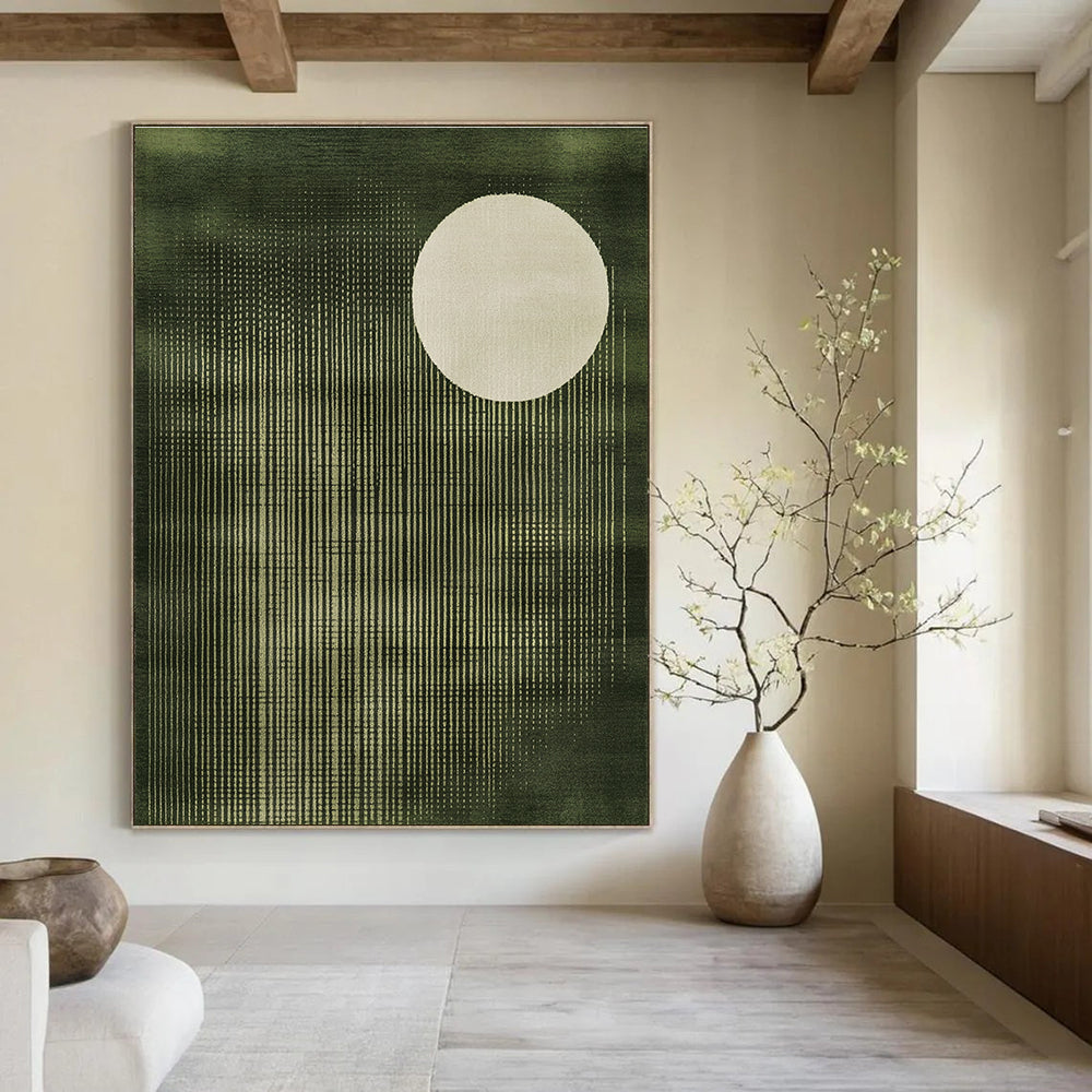 Green and White Circular Art - Minimalist Abstract Design GAB0407