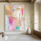 Collage of Soft Hues Mixed Media Abstract Painting GAB0250