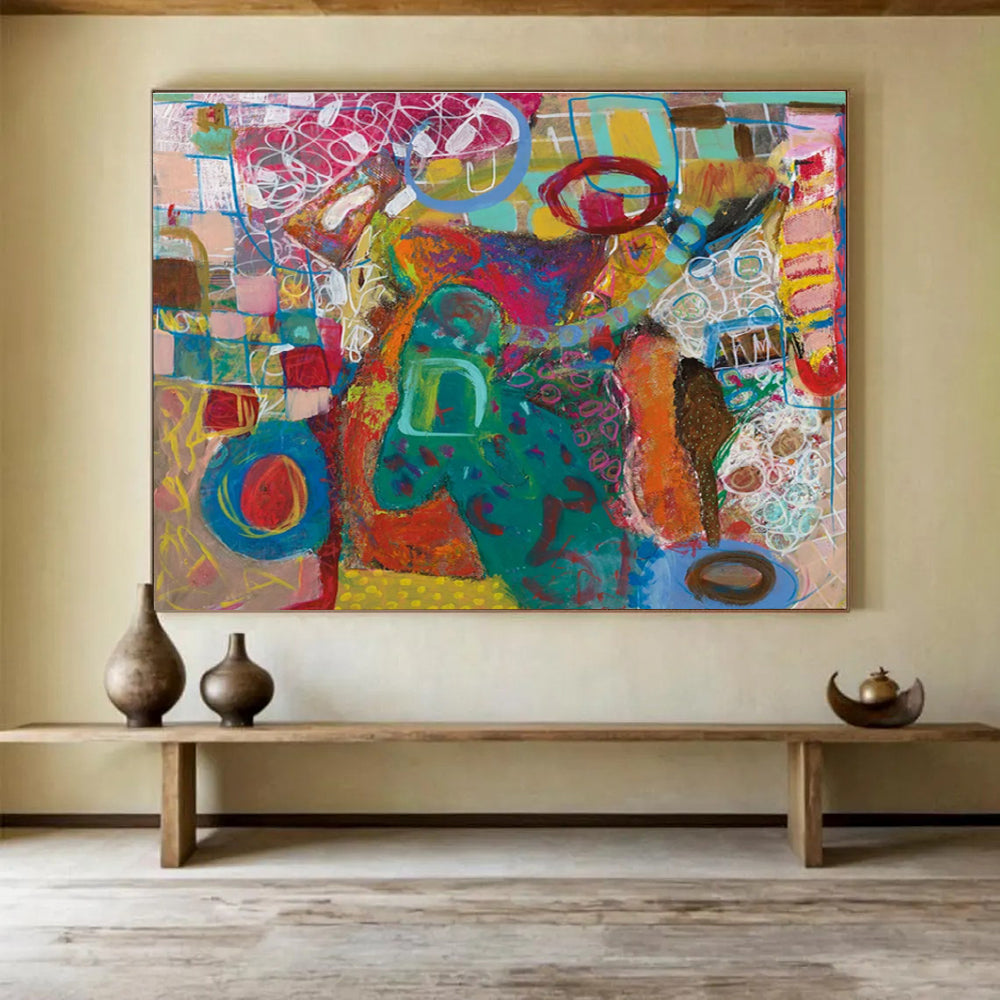 Colorful Abstract Forms Painting for Art - Loving Family Rooms YHT244