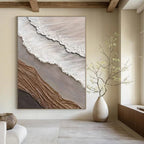 Layered Textile - Like Abstract in Neutral Tones Painting for Eclectic Interiors HENG344