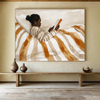 Woman Reading in Bed Abstract Painting with Intimate Comfort ABS615