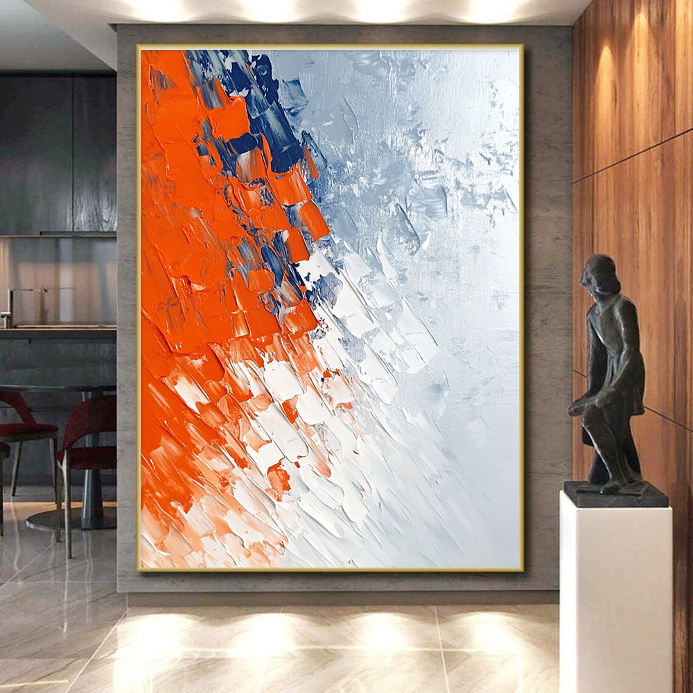 Textured Orange - Blue Abstract Painting with Dynamic Layers WINK495