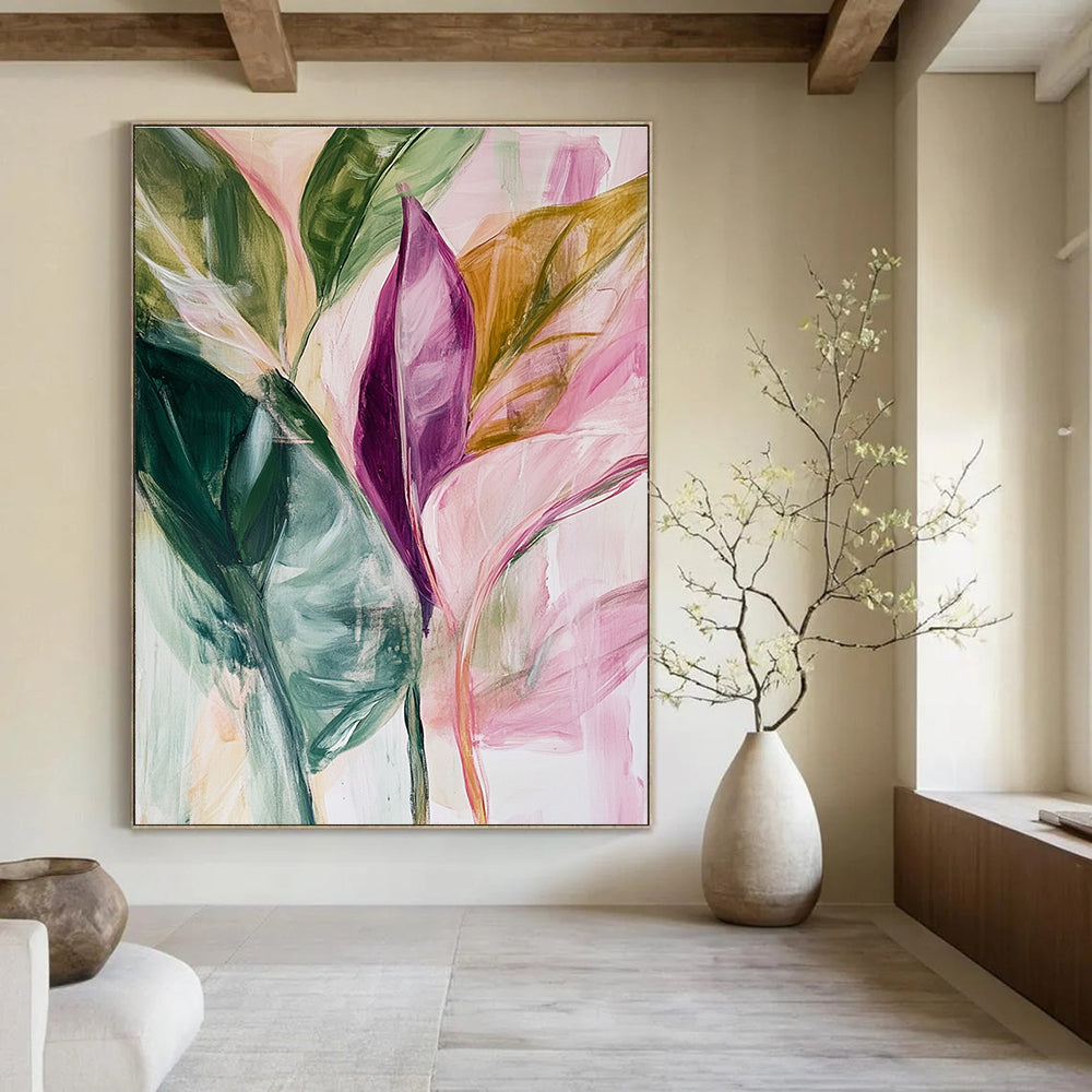 Tropical Leaf Abstract Painting for Beachfront Cafes GAB0775