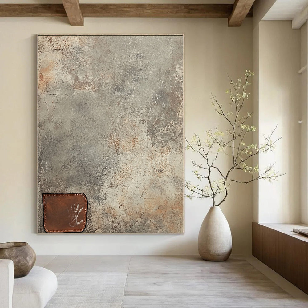 Textured Grey Background Industrial Abstract Painting for Edgy Spaces GAB1492