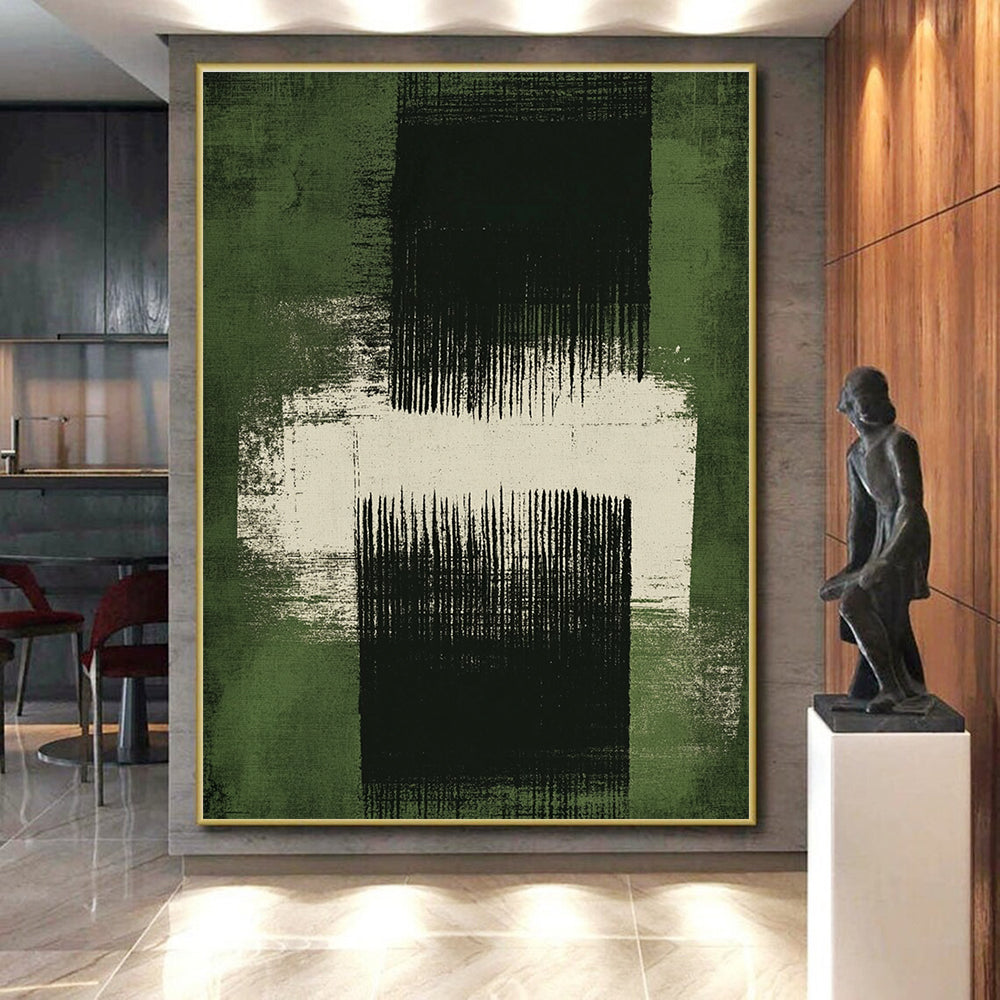 Green and Black Abstract Painting with Bold Simplicity WINK110