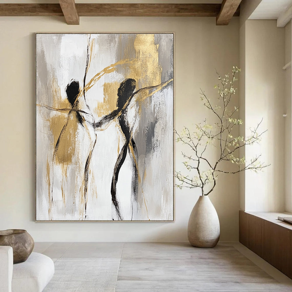 Dancing Figures Abstract Painting for Romantic - Themed Wedding Venues GAB0914